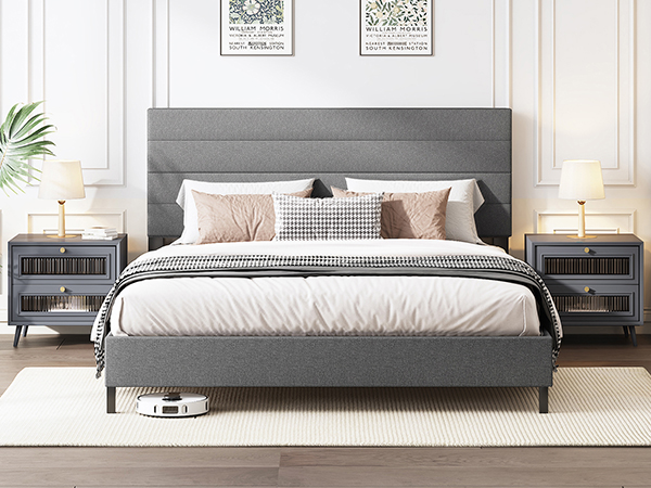 Amazon.com: Furnihome Queen Bed Frame, Modern Upholstered