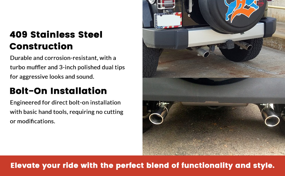 RedRock Axle Back Exhaust System Dual Outlet Stainless