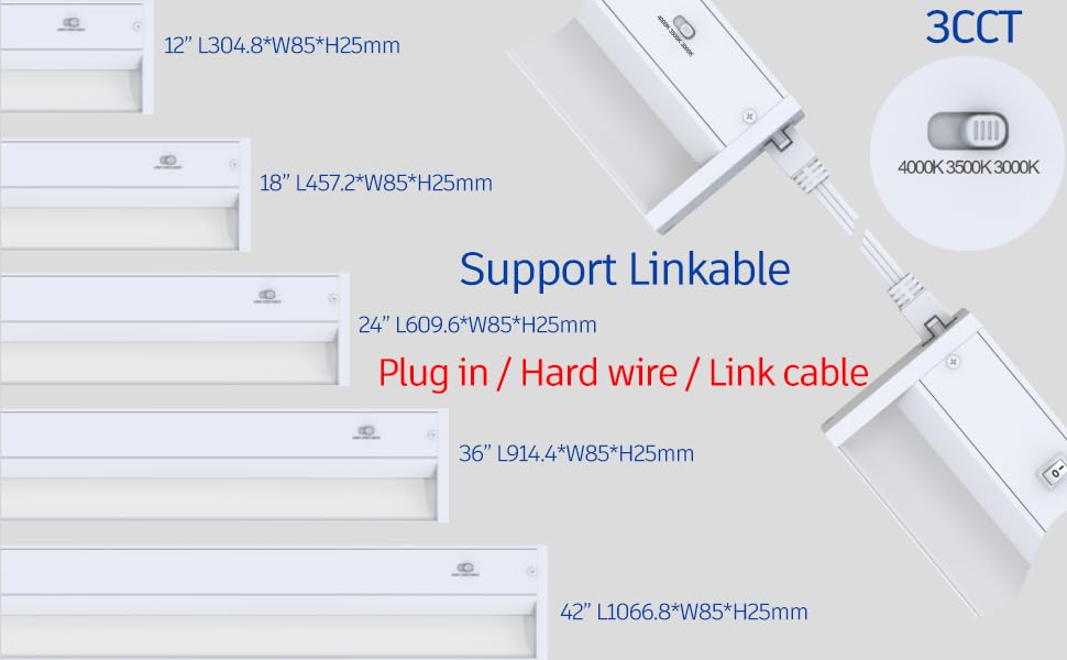 AKIHE 12 inch Plug in or Hardwire LED Indirect Under Lights,3 Color Settings 3000K