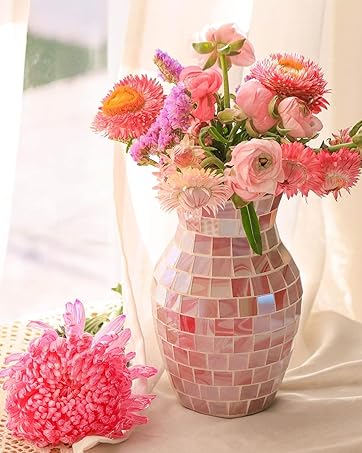工芸品 Multi Glass Flower Vase (Pink) Amazon.com: Pink