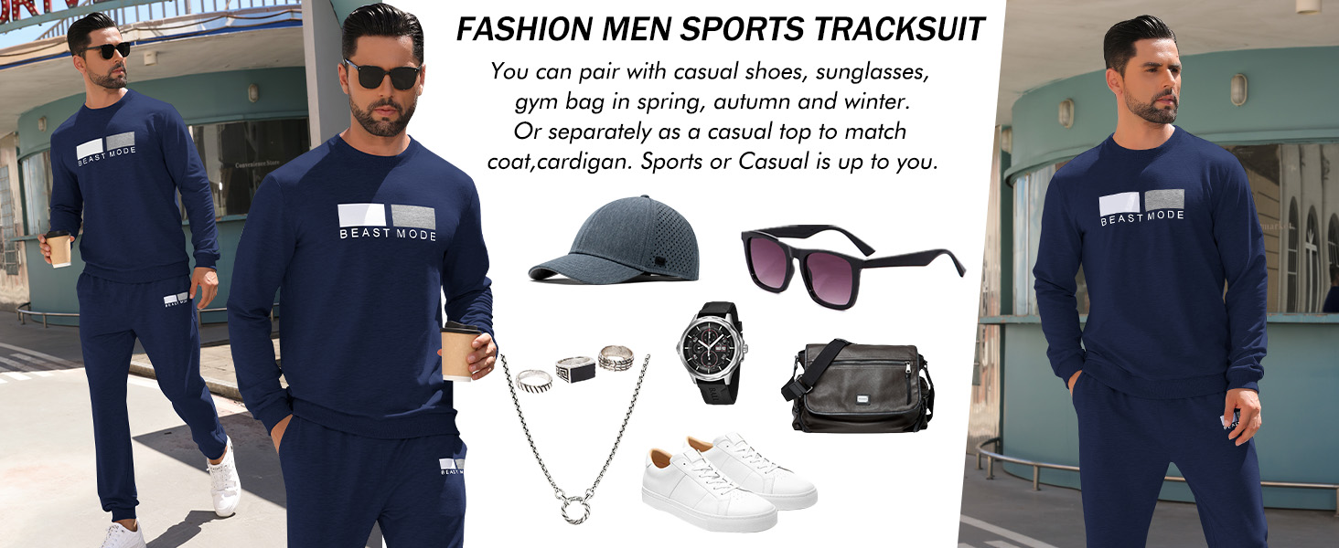 mens activewear set workout sweatsuit for men winter sweatshirt for men sports pants set men