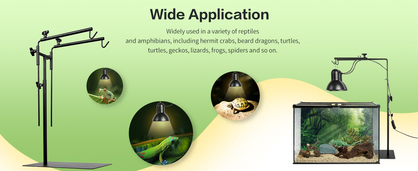 BETAZOOER Reptile Dual Lamp Stand Metal Adjustable 15.537.5 Inch Lamp Holder