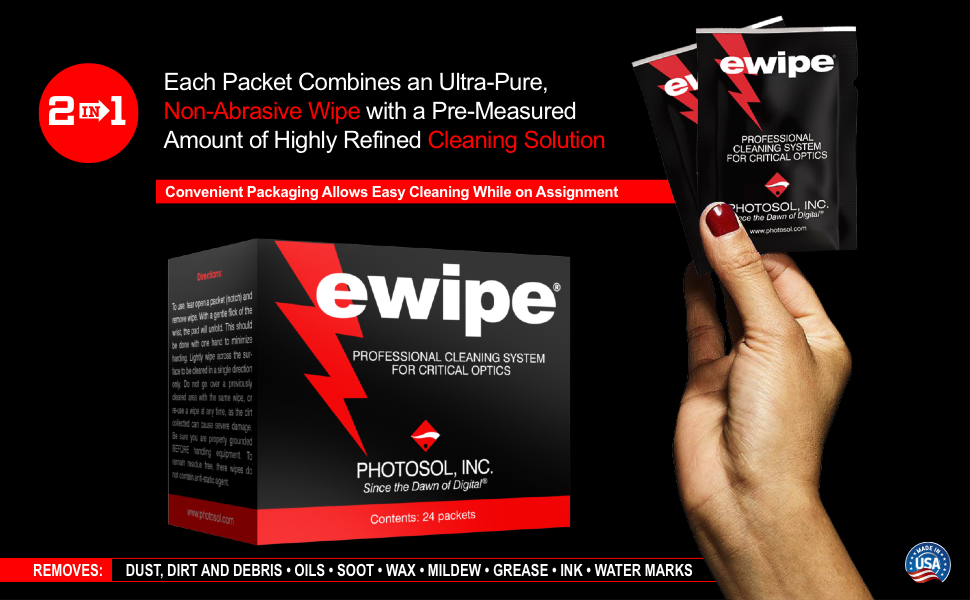 EWipe Camera Lens Cleaning Pads NonAbrasive Wipes with Professional