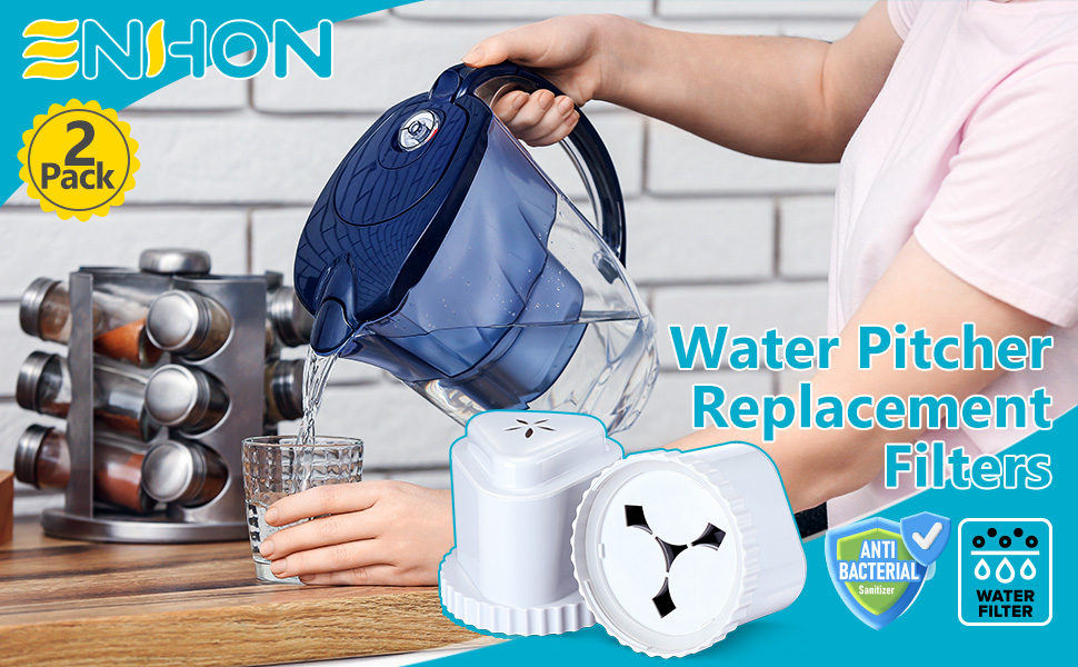 Enhon 2 Pcs Replacement Filter for Water Pitchers