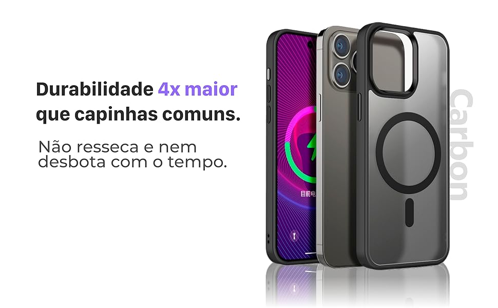 Capinha de TPU, proteção de lentes e tela.
