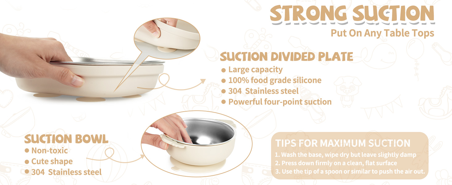 Stainless Steel Kids Plates and Bowls