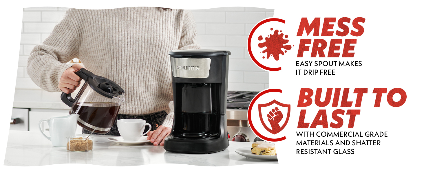 Mess Free Coffee Maker, Durable Construction