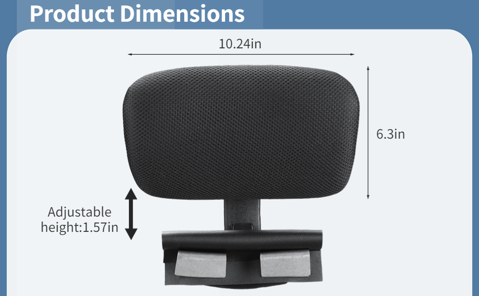 Office Chair Mesh Headrest Attachment, Height and Angle