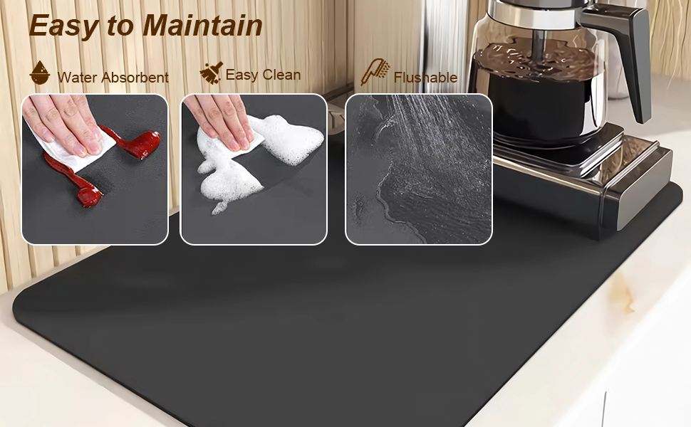 Coffee Bar Mat for Spillproof, SYOUACEND 24 x 16 Inch Hide
