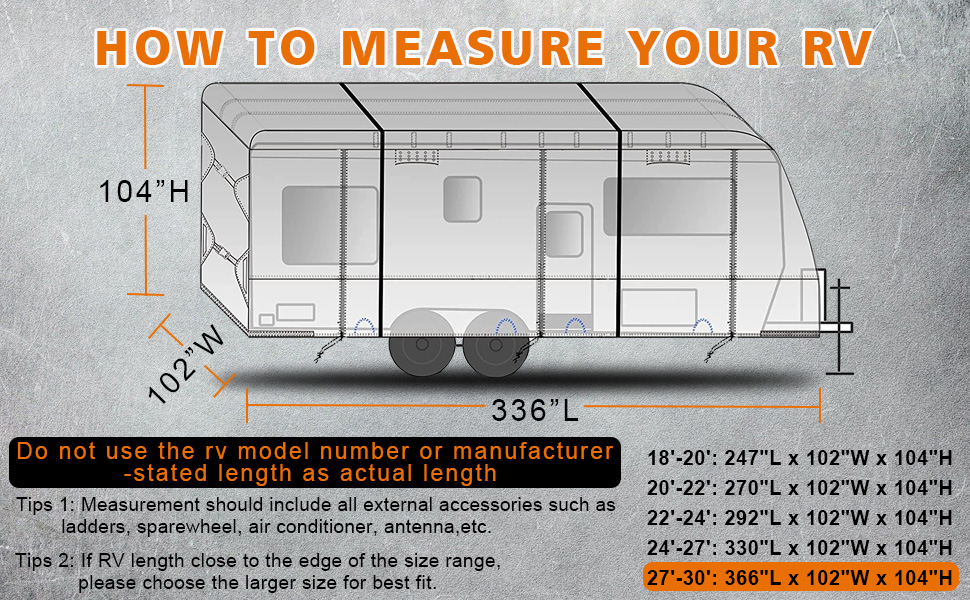 300D Travel Trailer RV Cover 2730 ft Windproof & AntiUV