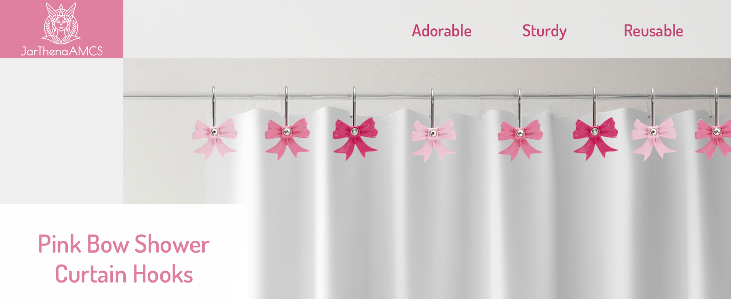 Pink Bow Shower Curtain Hooks