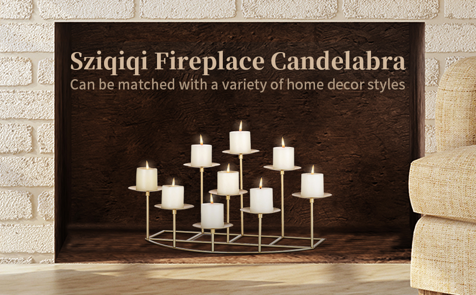 Sziqiqi 9 Candelabra Pillar Candle Holders Gold Iron