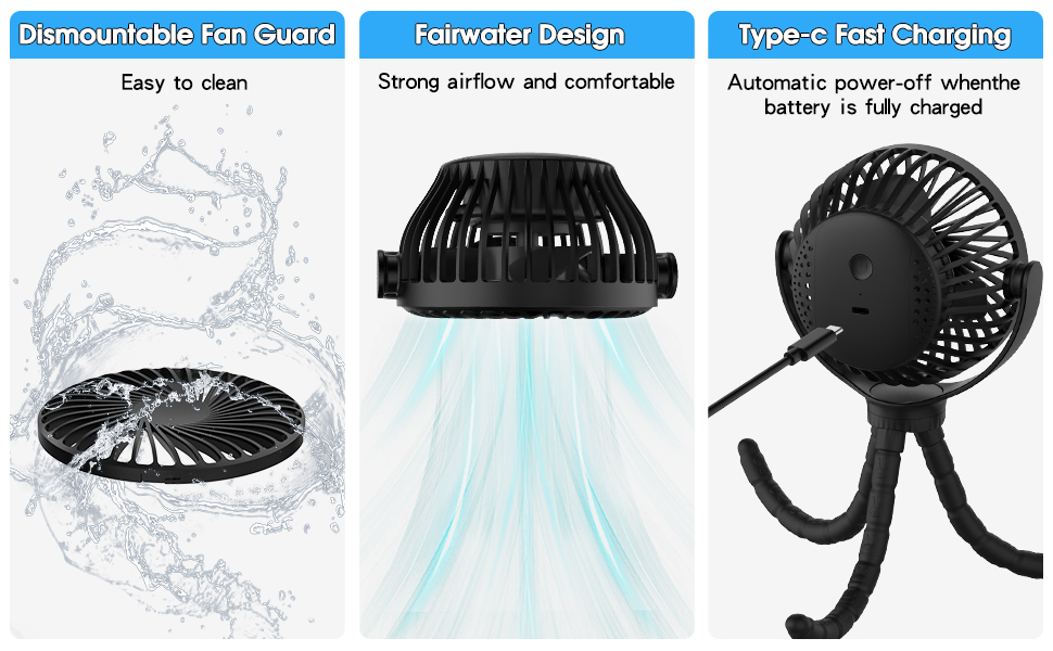 Portable Fan with Flexible Tripod