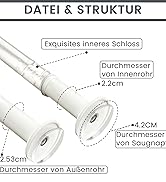 Prada de duș MUHOO, fără tei de tendiță de foraj, tijă telescopică extensibilă grea cu suctoc...
