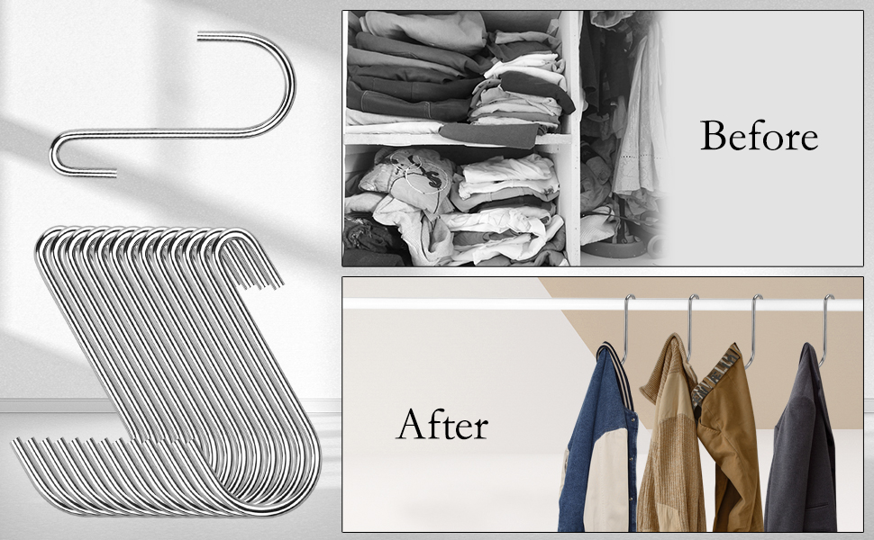 Colorlife 30 Pack S Hooks for Hanging Medium S Shaped Hooks