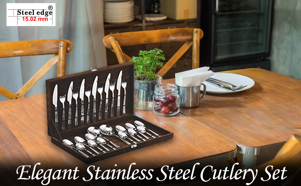 eKRISHNA Elegant Stainless Steel Cutlery Set/Dining Table, Set of 26