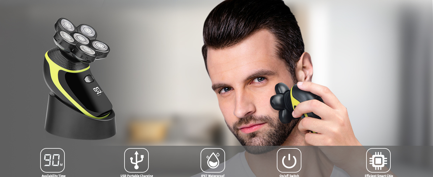 6D Head Shavers for Bald Men with 5 Replacement Head (5812 Charging Dock)