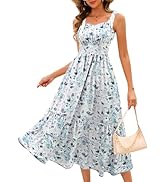 BeryLove Women's Floral Sundresses 2025 Spaghetti Strap Summer Midi Wedding Guest Dress
