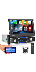 Android Single din car stereo with wireless carplay android auto