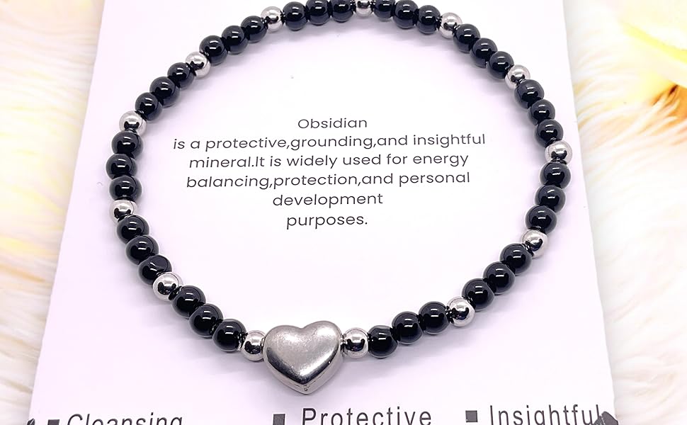 Perlenarmband Obsidian 4mm Edelstahl