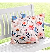 Adabana Outdoor Waterproof Pillow Covers 18 x18 Inch Set of 2 Floral Outdoor Throw Pillow Covers ...