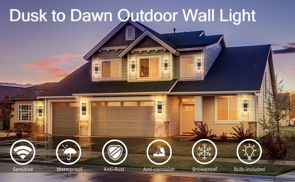 TPSHPTS Dusk to Dawn Outdoor Wall Lights, 2 Pack Modern Exterior Light