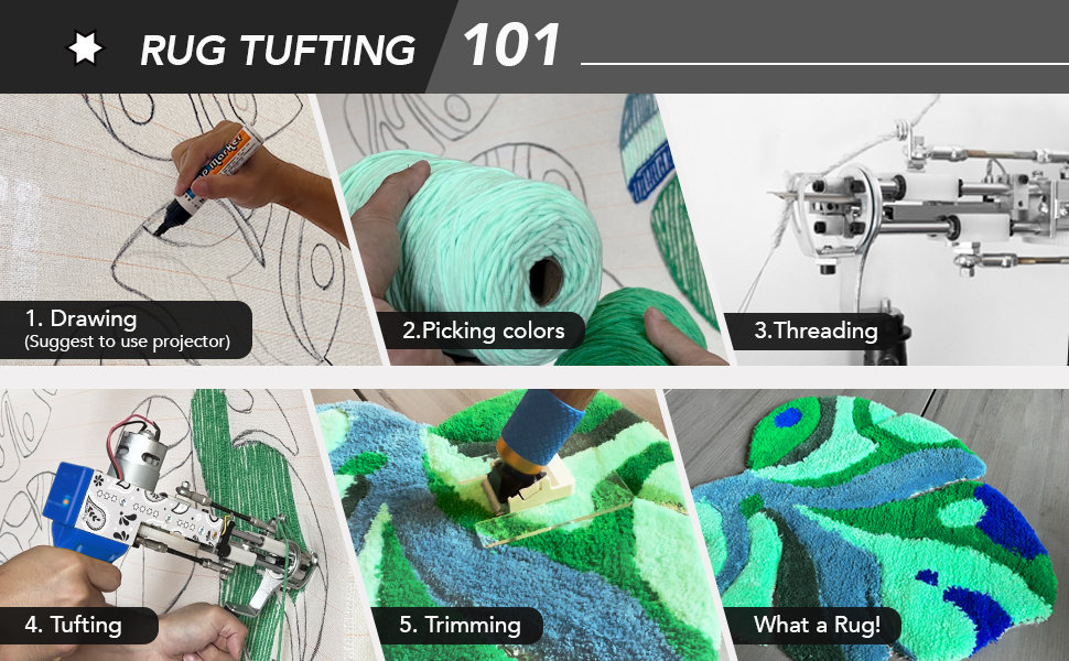 Justuft Rug Tufting Gun with Carpet Trimmer Kit 2 in 1 Rug