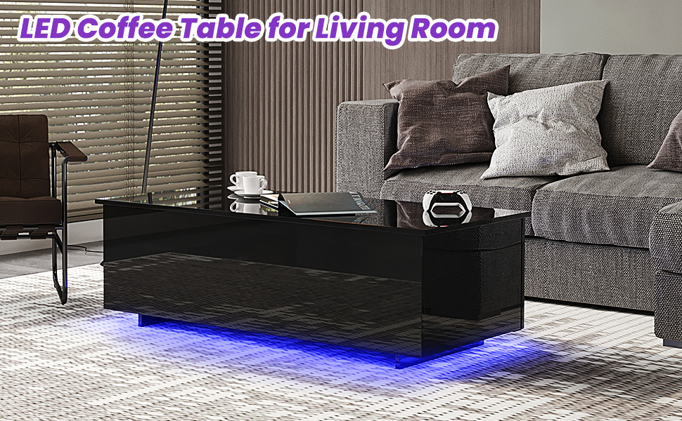 Led Coffee Tables for Living Room High Gloss Table with