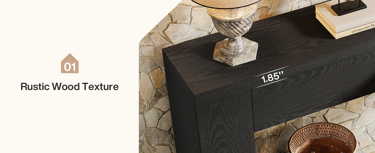 63" Narrow Entryway Table – Hidden Storage Drawers, Holds 220lb