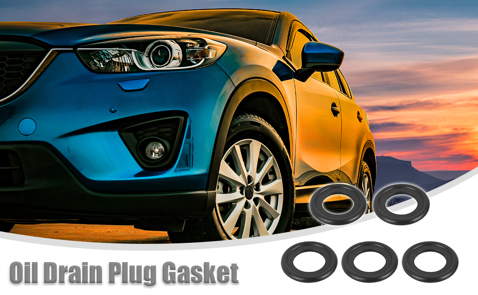 ACROPIX M14 Universal Oil Drain Plug Gaskets Replacement Universal Black for Car Pack of 5