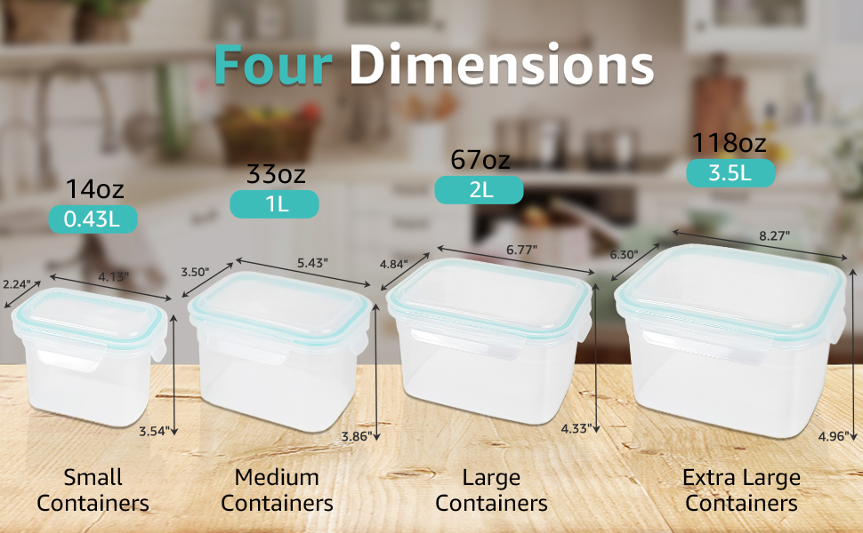 LIHONG 8Piece Food Storage Containers with Lids Airtight