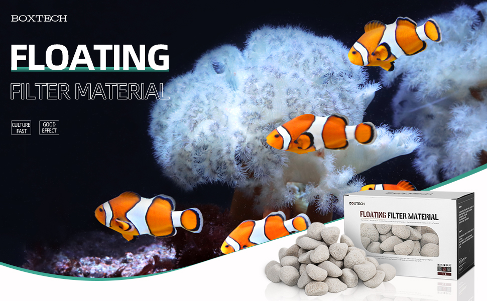 boxtech Aquarium Biological Filter Media, 1.2 Inch Floating Ceramic Bio