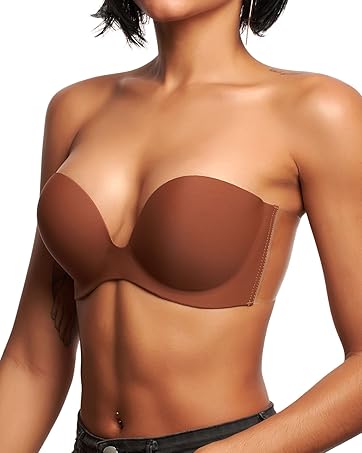 JUST BEHAVIOR Strapless Backless Sticky Invisible Push-up Self Adhesive Bras for Women