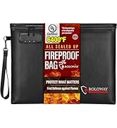 ROLOWAY Fireproof Document Bag (14.5 x 11.5 inch), 6400℉ Fireproof Money Bag with Zipper for Cash...
