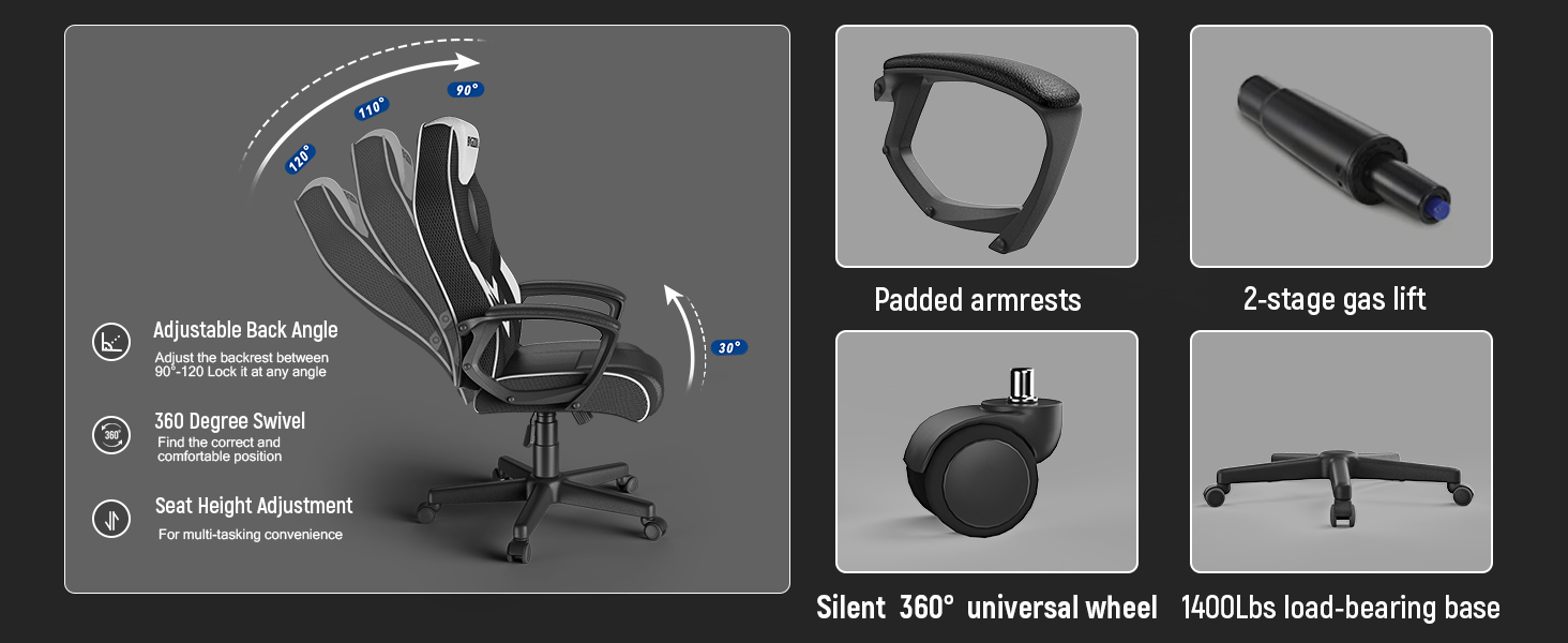 bigzzia Gaming Chair Ergonomic Office Chair PU Leather Computer Chair