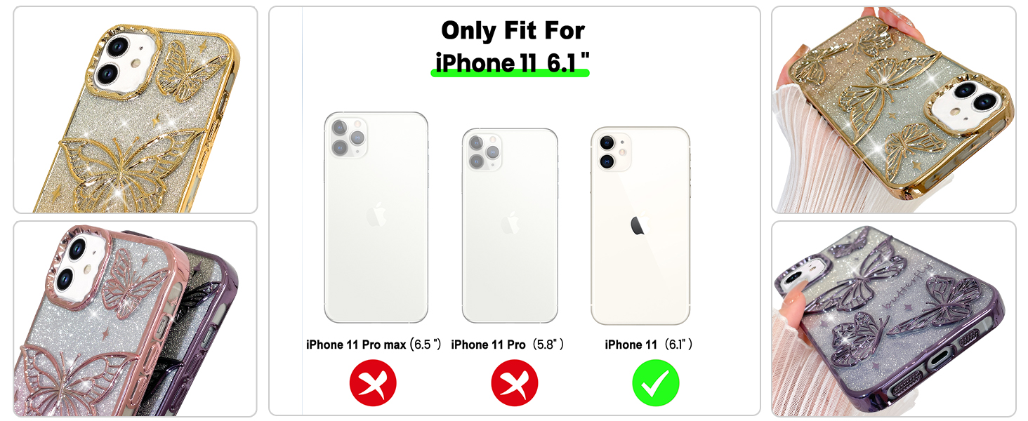 BITOBE Designed for iPhone 11, Cute 3D Butterfly Case Slim