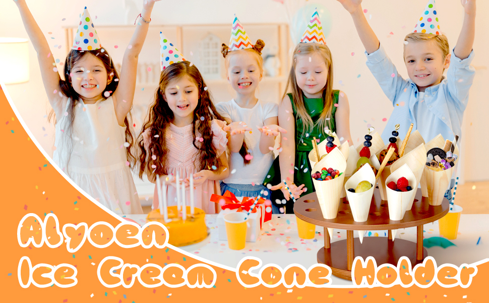 360°Rotating Ice Cream Cone Holder Stand, Charcuterie Cones