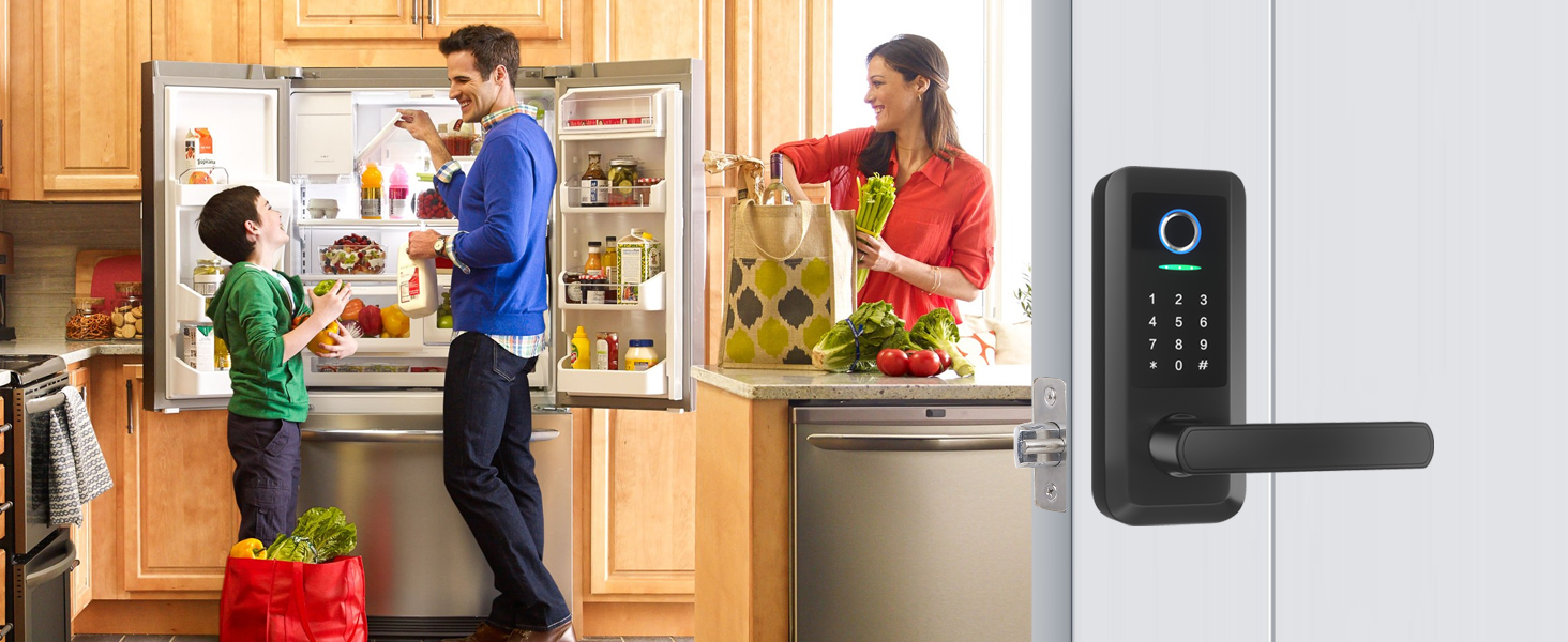 keyless entry door lock with handle