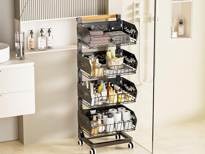 4-Tier Kitchen Snack Cart with Wheels
