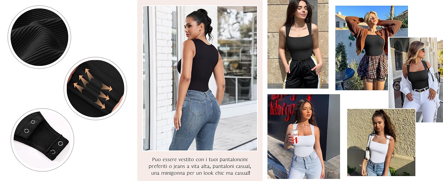 STARBILD Body Damen Shapewear Bauchweg Sommer Quadratischer Ausschnitt Ausgehen-Tank tops