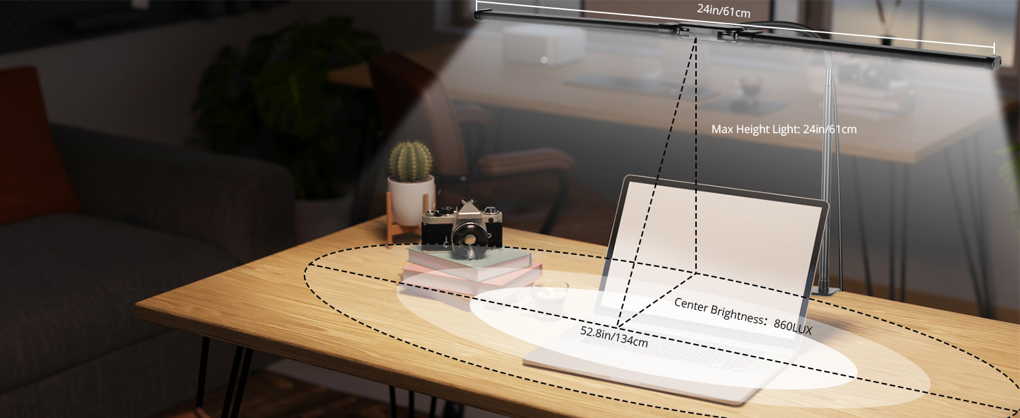 a table with a light on it