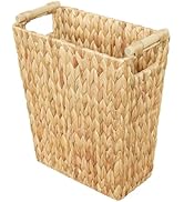 6 Gallon Wicker Trash Can,Wicker Waste Basket for Bathroom,Bedroom,Large Narrow Water Hyacinth Wi...