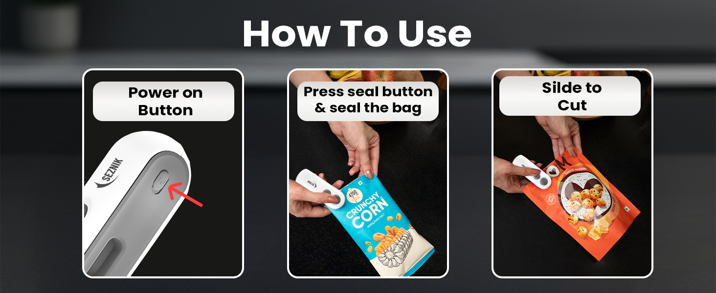imply slide across the bag edge – instant seal or cut in one smooth motion