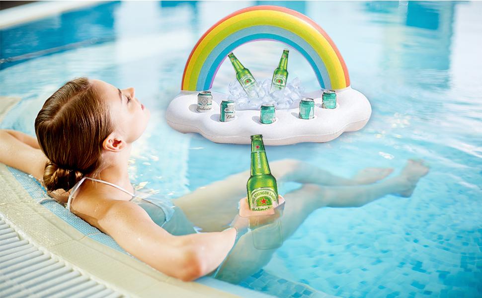 Boxgear Floating Bar for Pool, Inflatable Rainbow Cloud