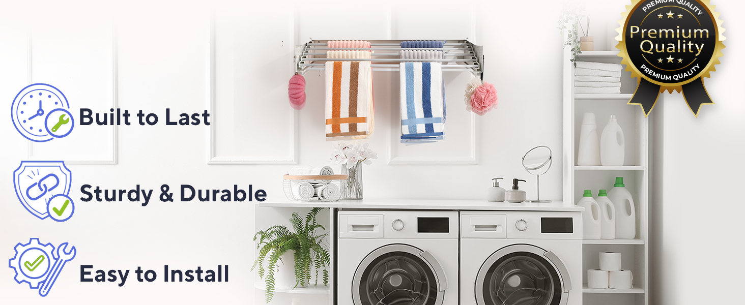 clothes drying rack wall mounted - built to last sturdy durable easy to install