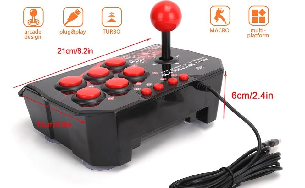 PUSOKEI Arcade Fight Stick PC Game Joysticks, Wired Arcade Game