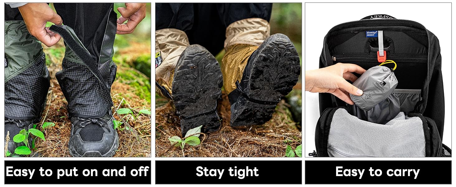 Easy to put on and off Stay tight Easy to carry