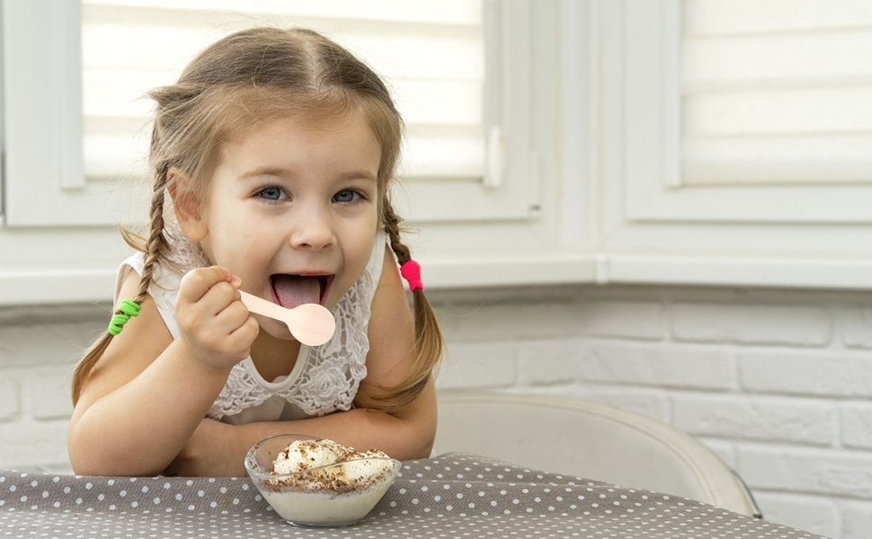 100Pcs Wooden Teaspoons Cutlery Set Disposable Biodegradable Small