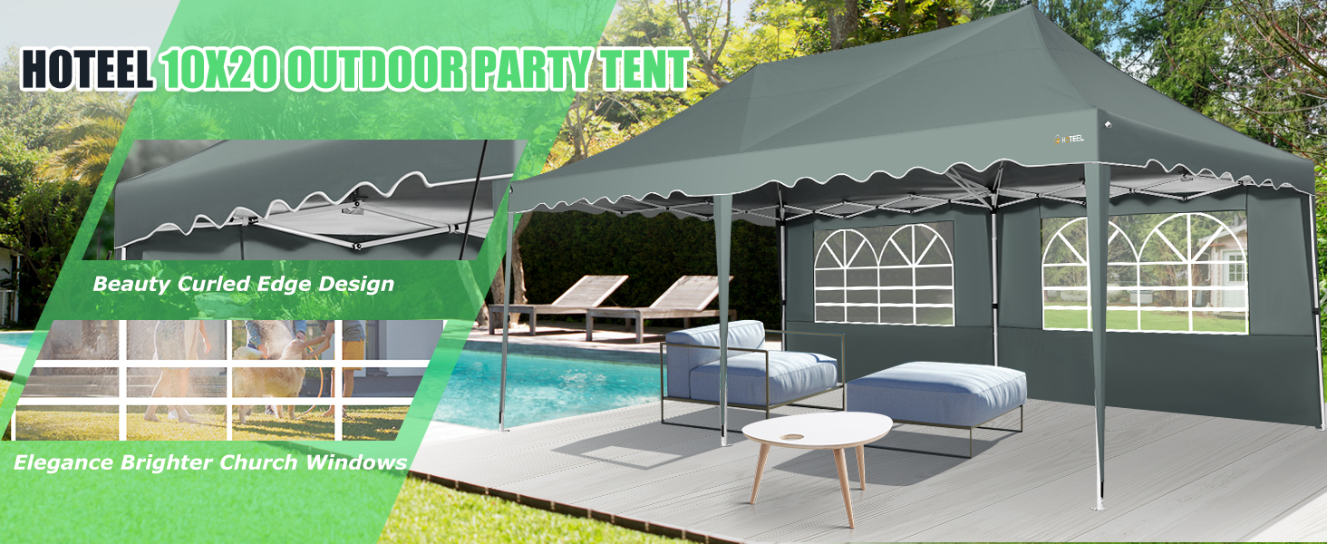 HOTEEL Pop Up Canopy 10x20 Party Tents, Canopy with