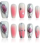 Press-On Nails - Handmade Unique Fake Nails Thick Acrylic & Multi-Layer Gel, Reusable Gel Curing ...